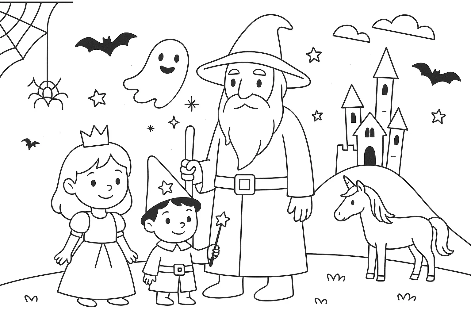 Halloween Ausmalbilder mit Hexen, Vampiren, Geistern, Kürbissen und Gespenstern - gratis Malvorlagen kostenlos zum Download