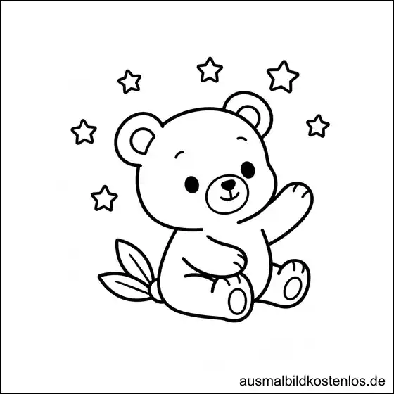 Ausmalbild Bär Sterne