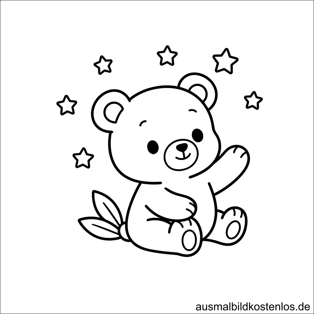 Ausmalbild Bär Sterne
