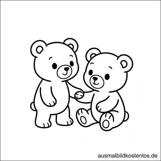 Bär Bärin Spielen Ausmalbild Drucken