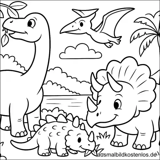 Dinosaurier Malvorlage zum Ausmalen im Kindergarten