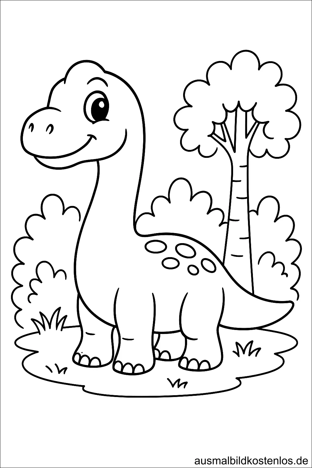 Dinosaurier Malvorlage - Süßer Brontosaurus zum Ausmalen