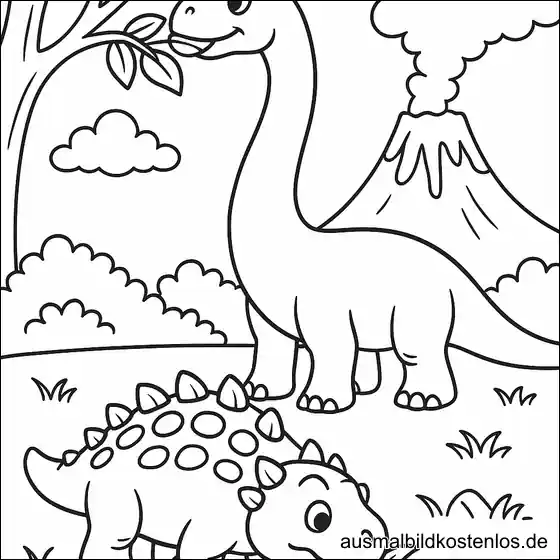 Dinosaurier Malvorlage zum Ausmalen für Schulkinder