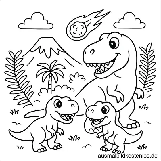 T-Rex Dinosaurier Malvorlage zum Ausmalen kostenlos