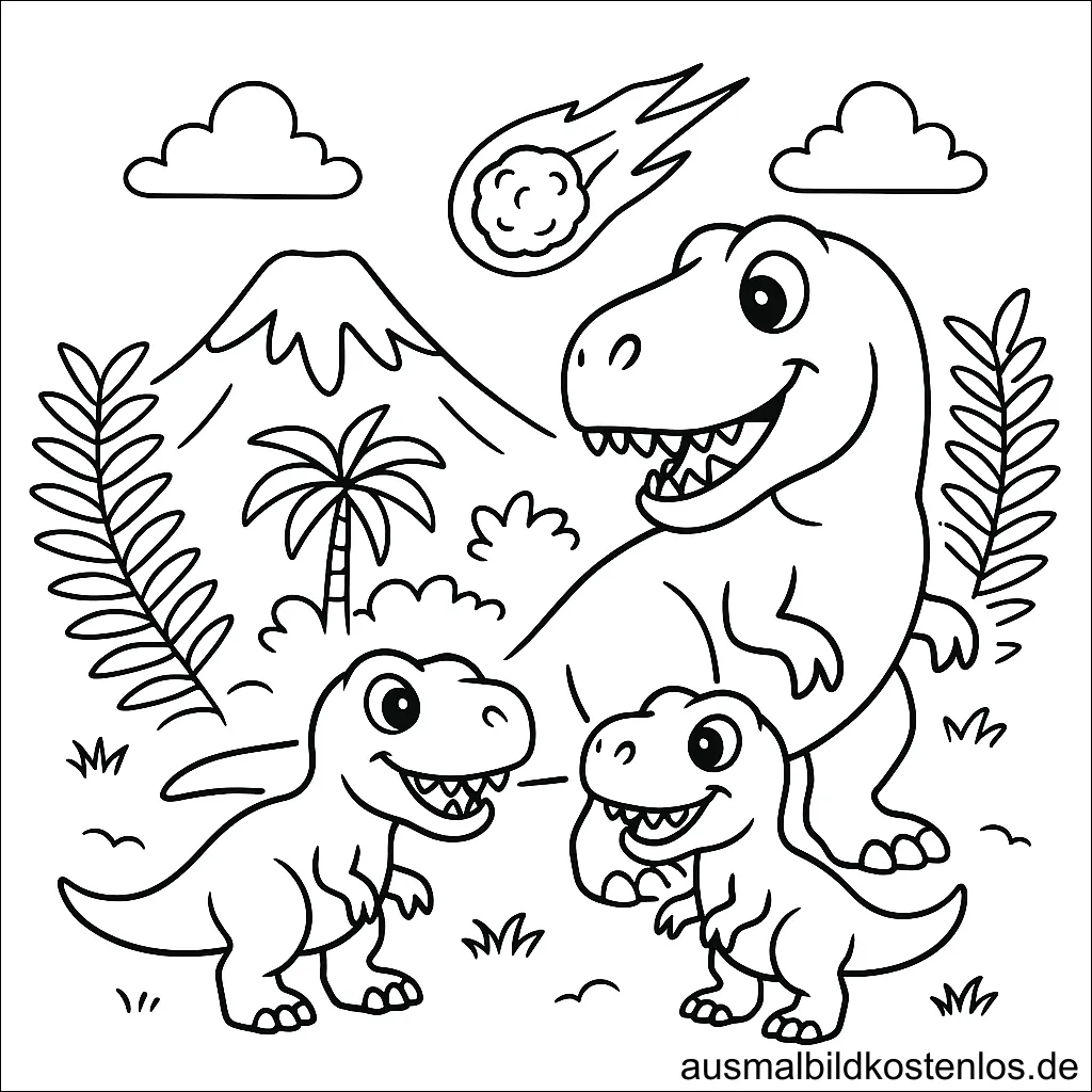 T-Rex Dinosaurier Malvorlage kostenlos Ausmalbild