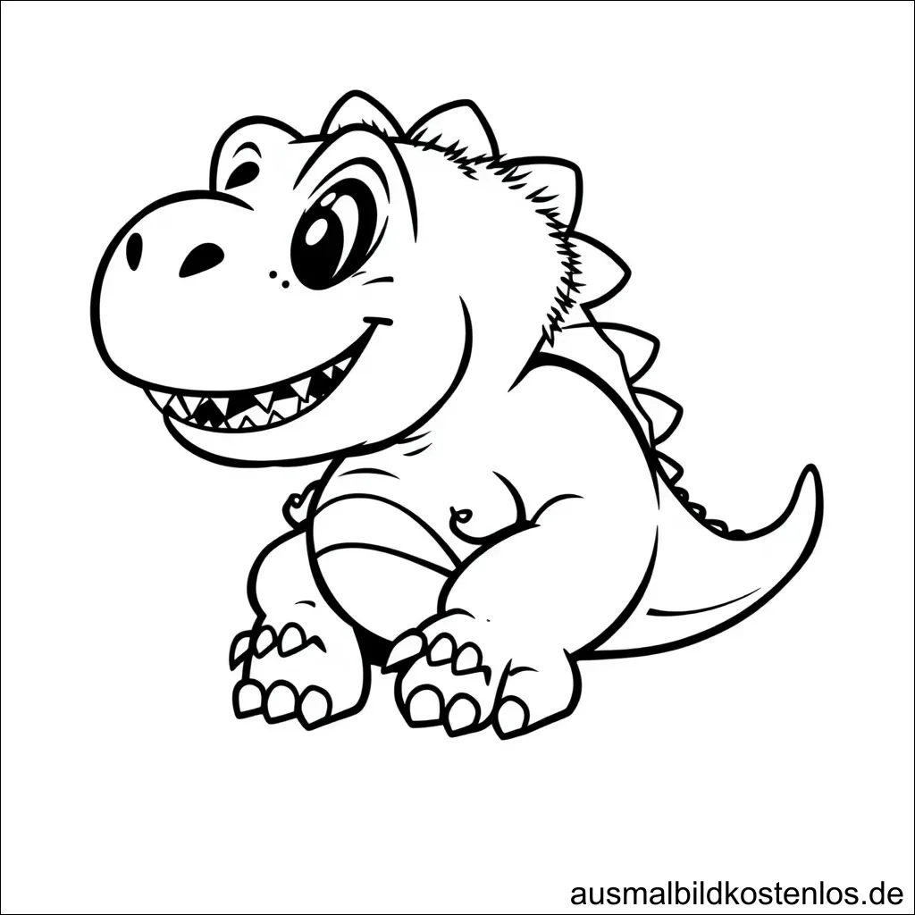 Dinosaurier Malvorlage - Süßer T-Rex zum Ausmalen