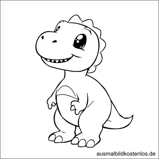 Süßer T-Rex für Kinder Malvorlage - Ausmalbild