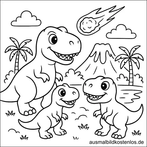 Tyrannosaurus Rex Ausmalbild für Kinder