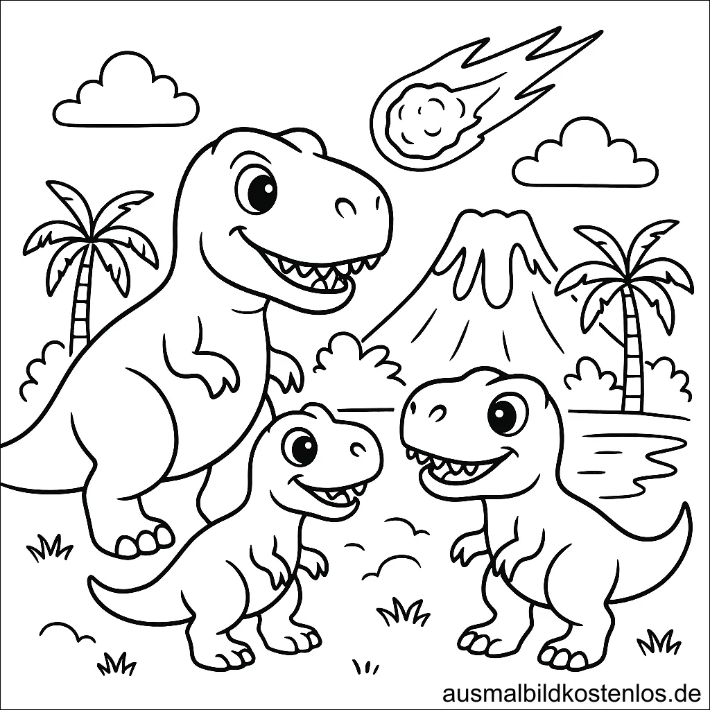 Tyrannosaurus Rex Ausmalbild für Kinder