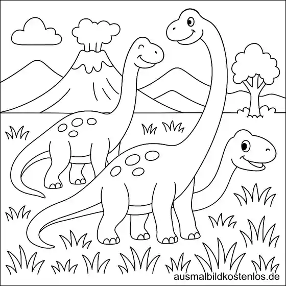 Brontosaurus Dinosaurier - Ausmalbild für Kinder zum Ausdrucken