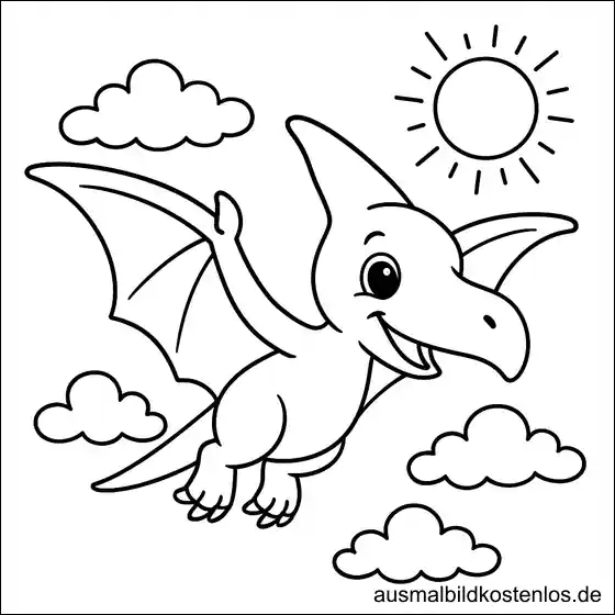 Flugsaurier Malvorlage - einfaches Ausmalbild für Kinder