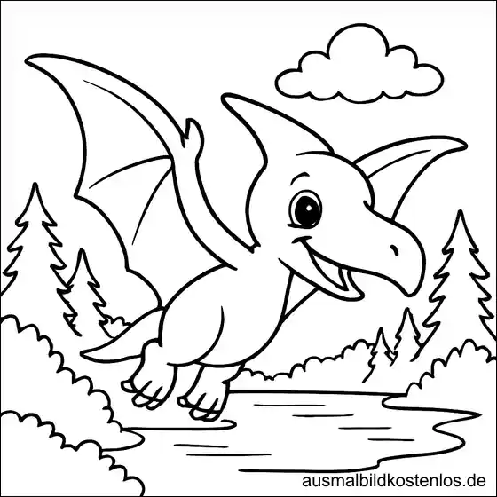 Flugsaurier Pterodaktylus Ausmalbild – Kostenlos zum Drucken