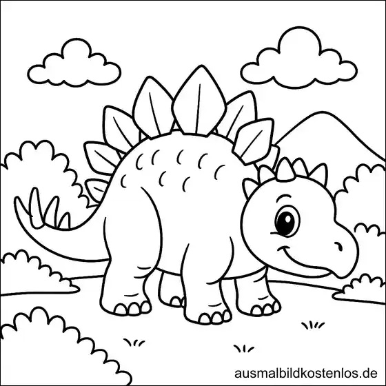 Ausmalbild Stegosaurus für Kinder - kostenlose Malvorlage