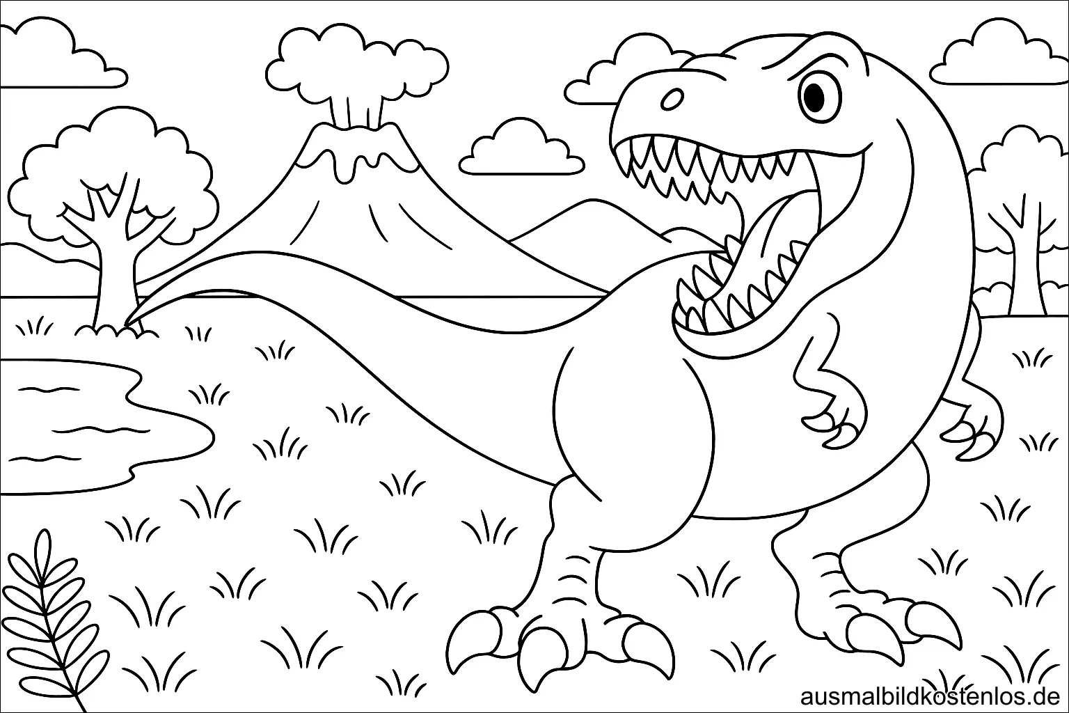 Tyrannosaurus Malvorlage - gefährlicher Dino zum Ausmalen für Jungs