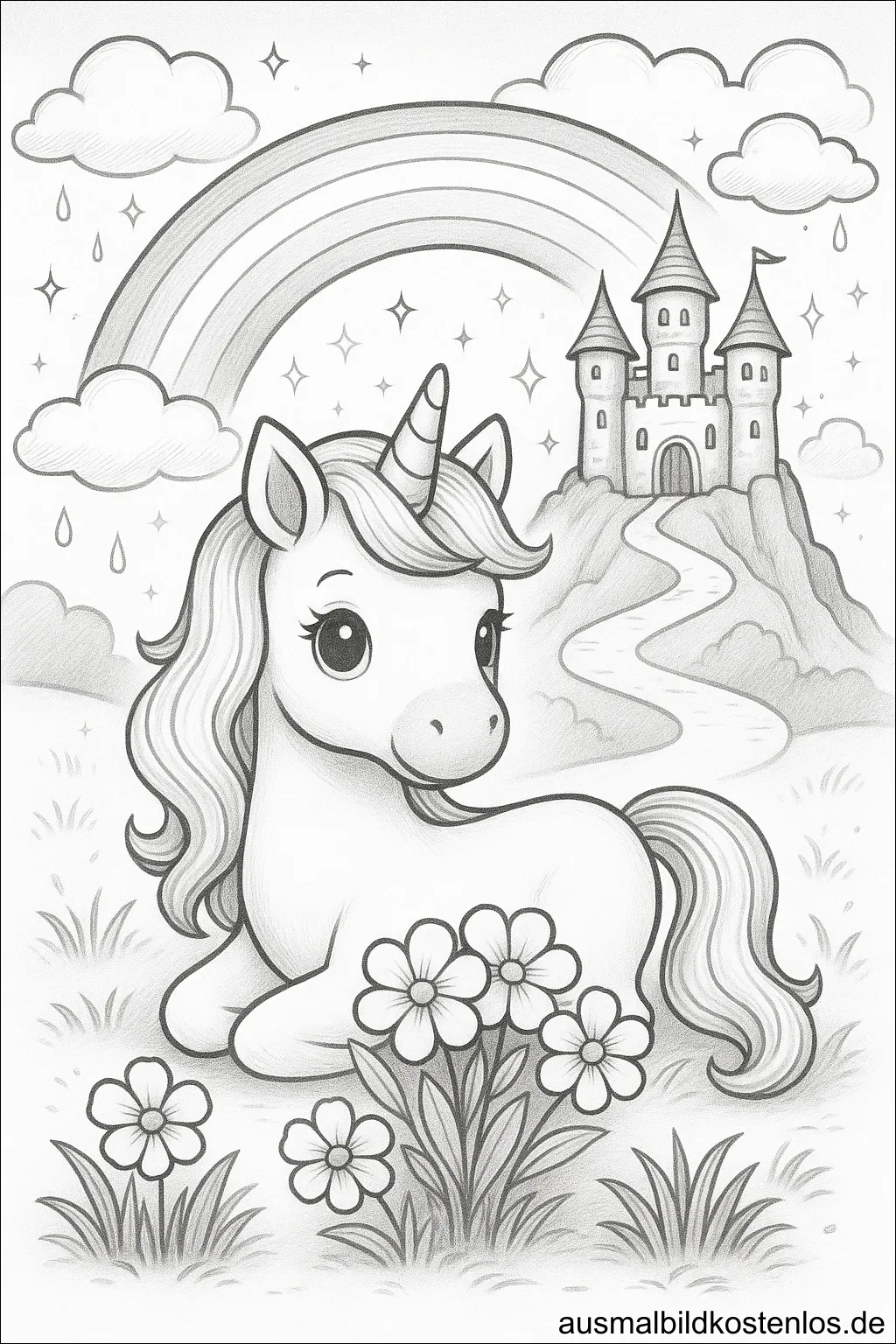 Einhorn mit Schloss & Regenbogen