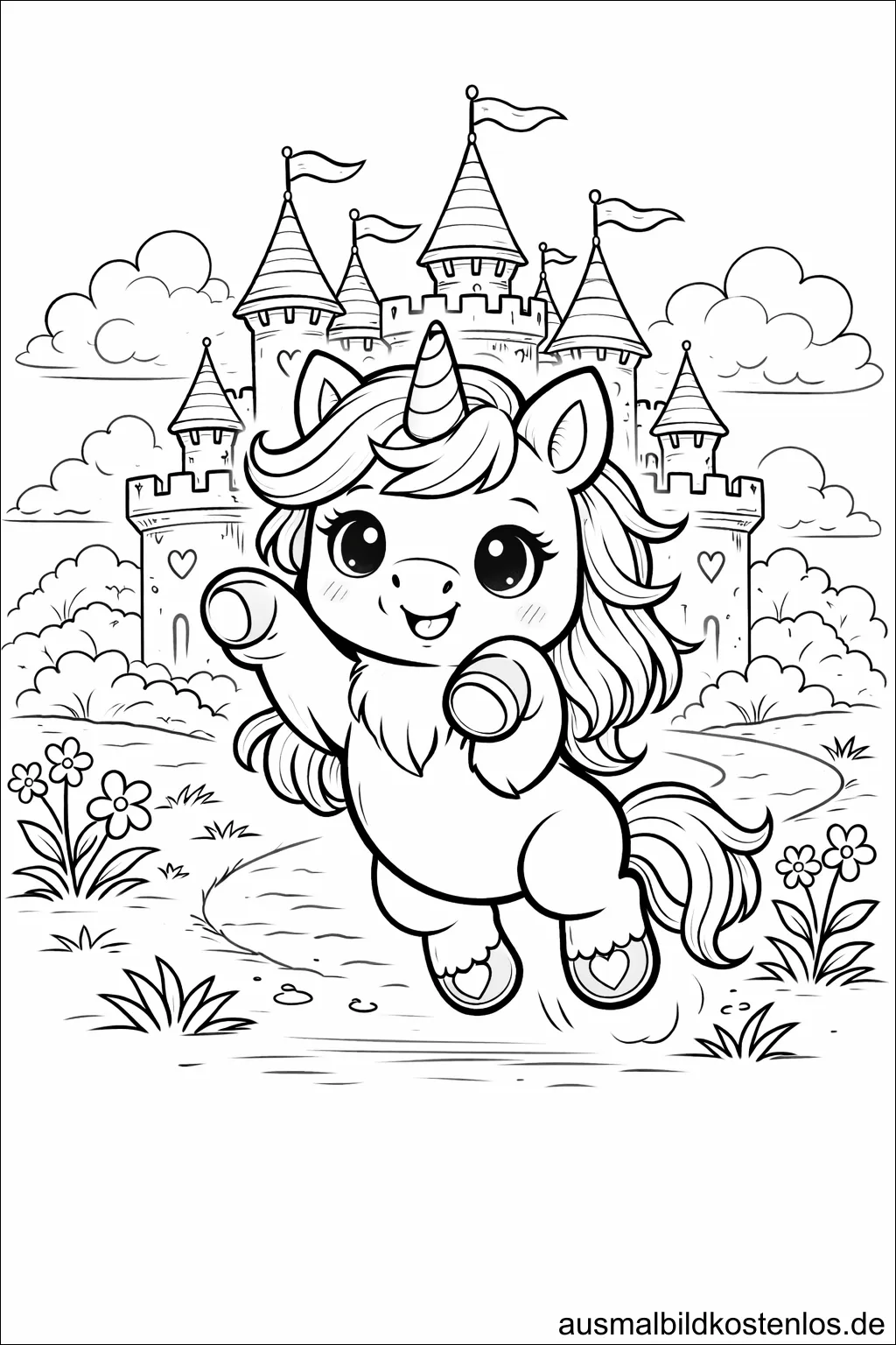 Magische gratis Einhorn-Malvorlage