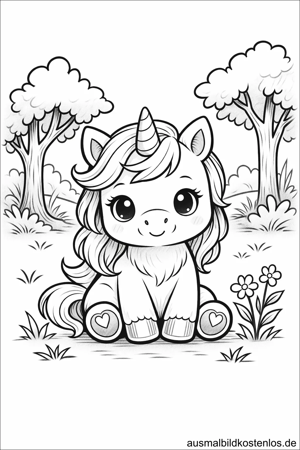 Gratis Einhorn-Malvorlage für Kinder