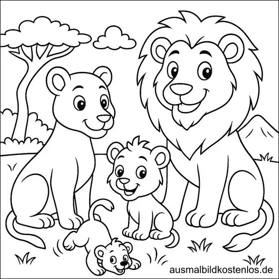 Löwen Ausmalbild – Kostenlos zum Drucken