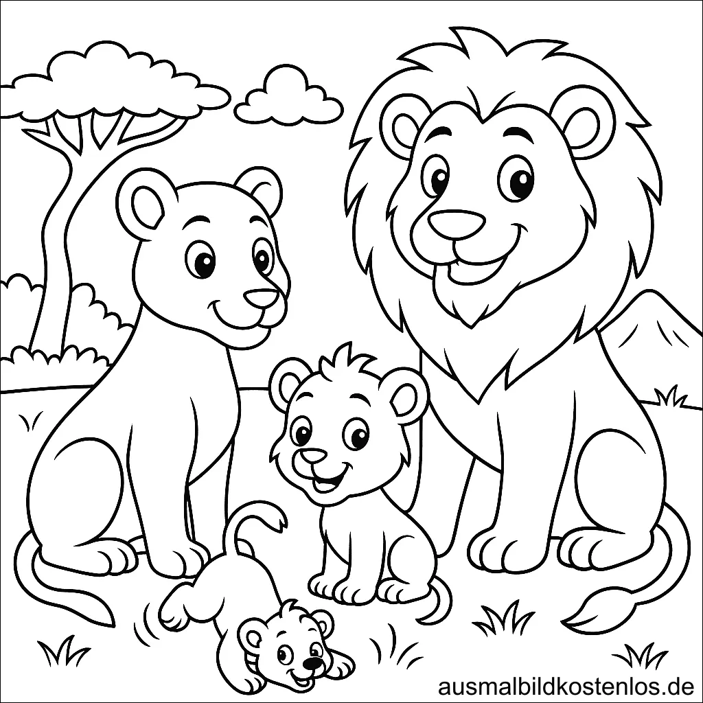 Löwen Ausmalbild – Kostenlos zum Drucken