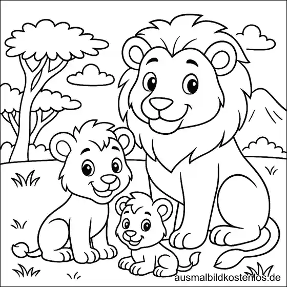 Babylöwe, Löwenkind, Löwe - Malvorlage gratis