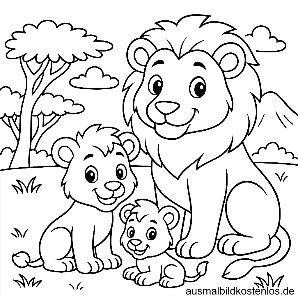Babylöwe, Löwenkind, Löwe - Malvorlage gratis