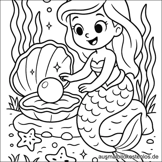 Meerjungfrau entdeckt eine Perle Ausmalbild