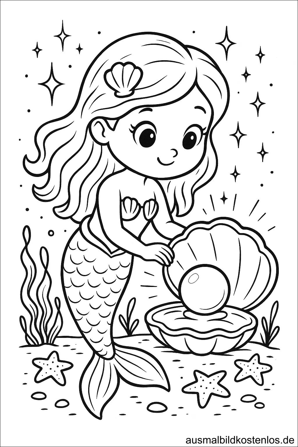Meerjungfrau mit Muschel und Perle