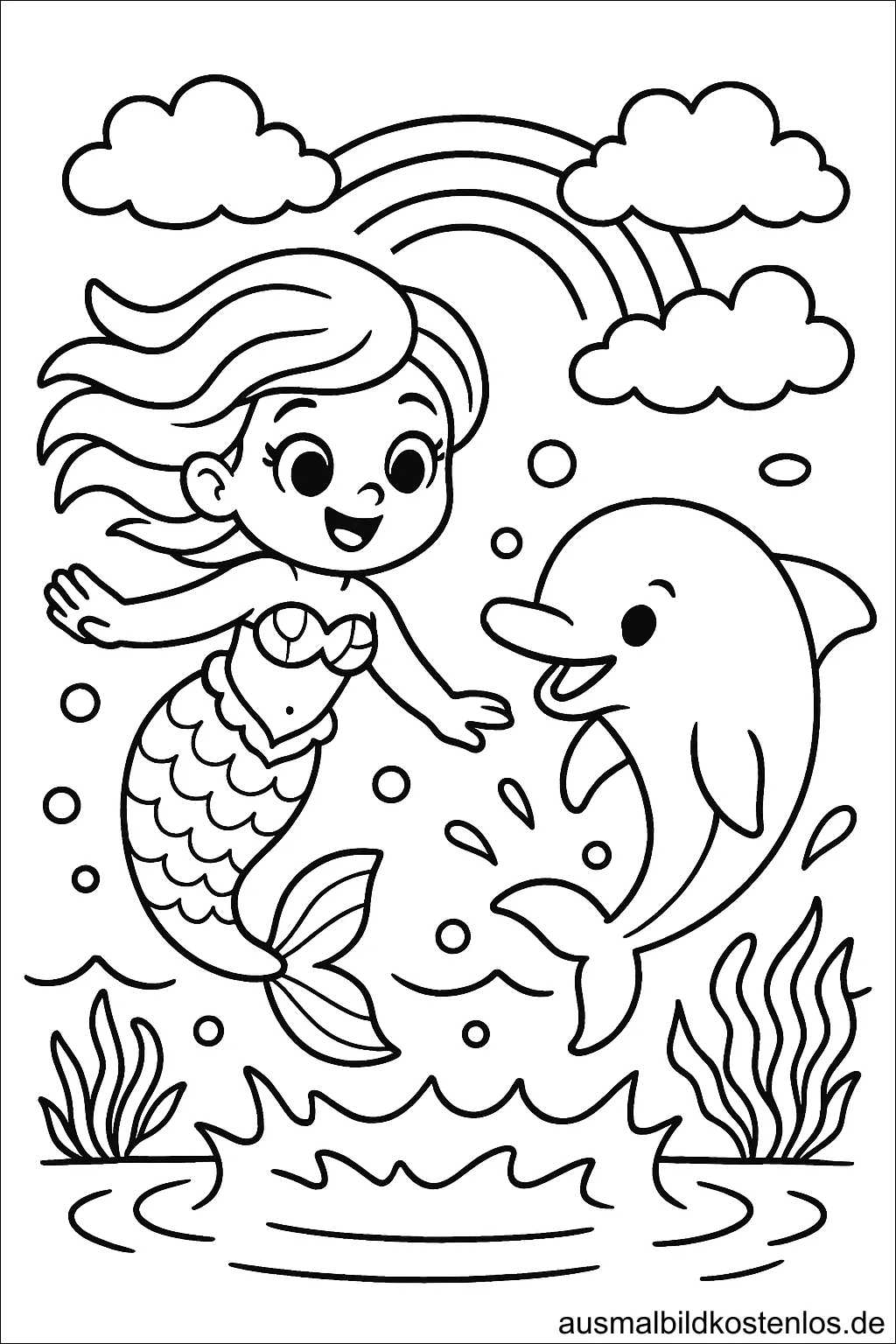 Meerjungfrau und Delfin spielen