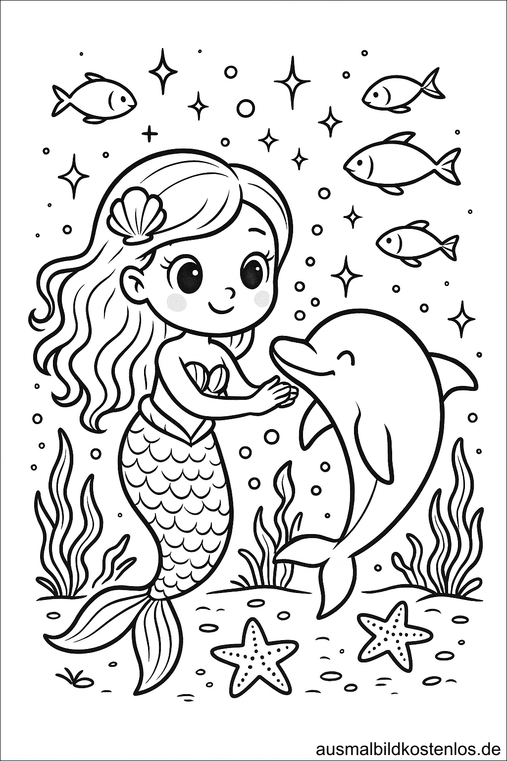 Meerjungfrau Ausmalbilder kostenlos