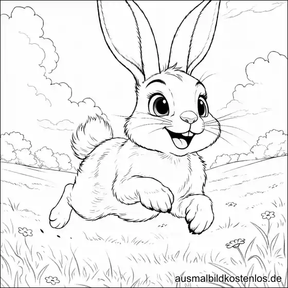 Laufender Osterhase - gratis Ausmalbild