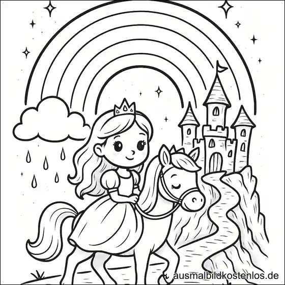Prinzessin auf Pony Ausmalbild