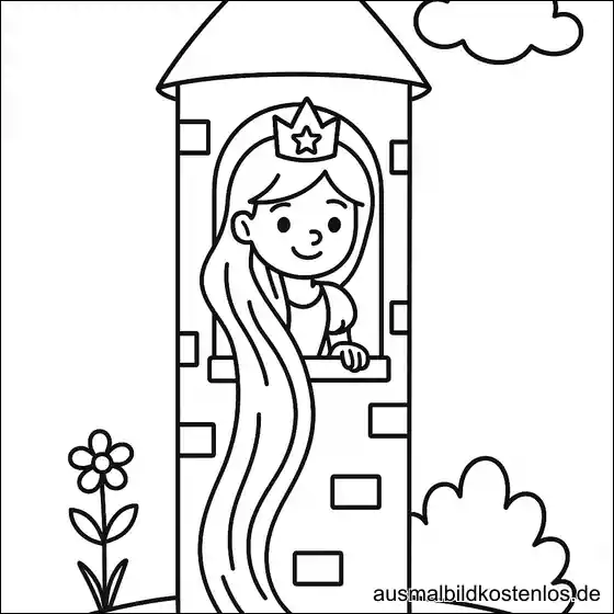 Prinzessin im Turm Ausmalbild
