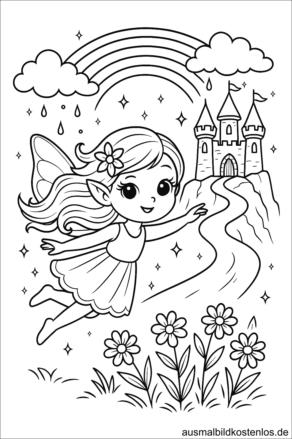 Fee fliegend mit Blumen