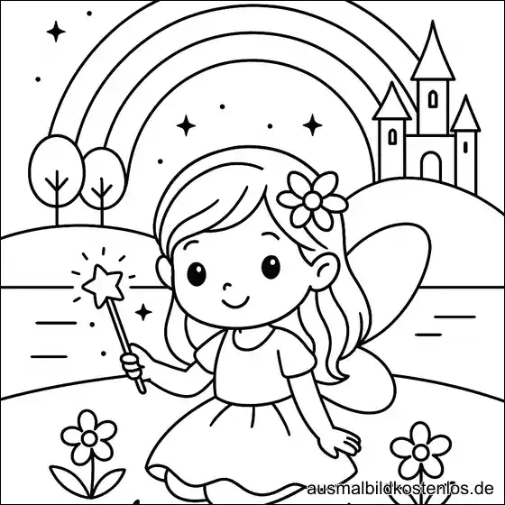 Fee mit Zauberstab Ausmalbild