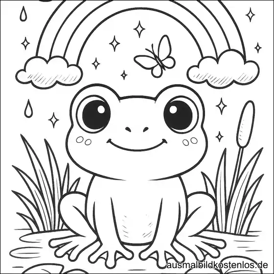 Frosch mit Regenbogen Ausmalbild