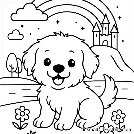 Golden Retriever Welpe Ausmalbild