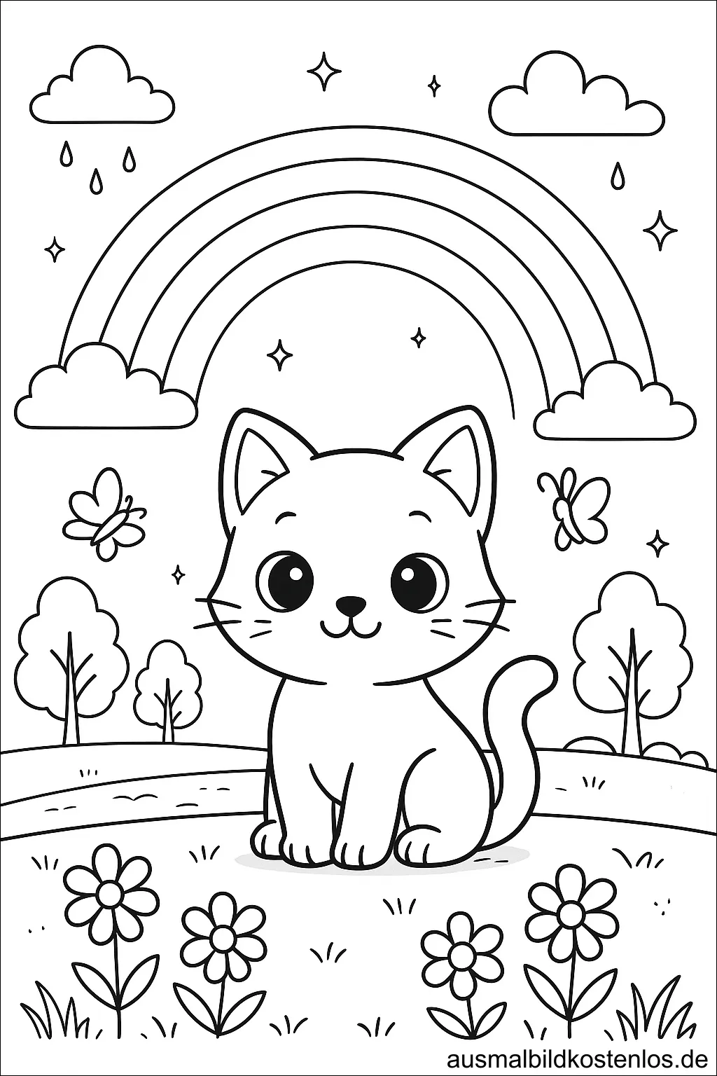 Kätzchen mit Regenbogen