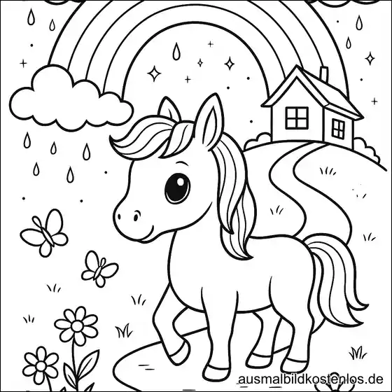 Pony mit Regenbogen Ausmalbild