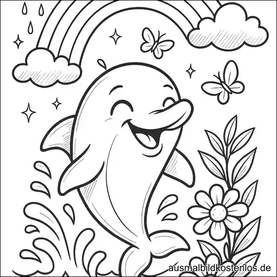Verspielter Delfin Ausmalbild