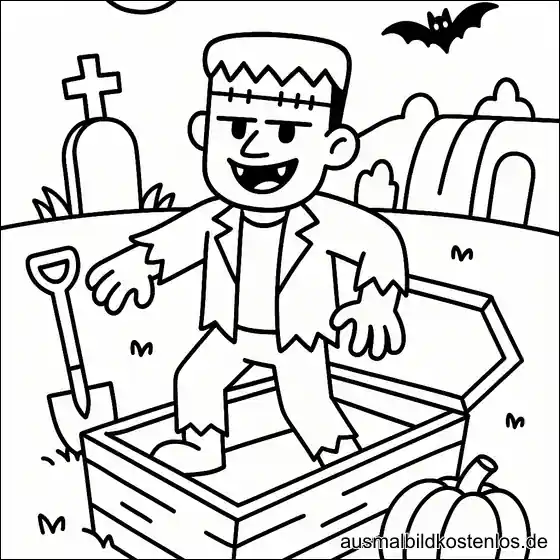 Frankenstein Zombie Ausmalbild gratis