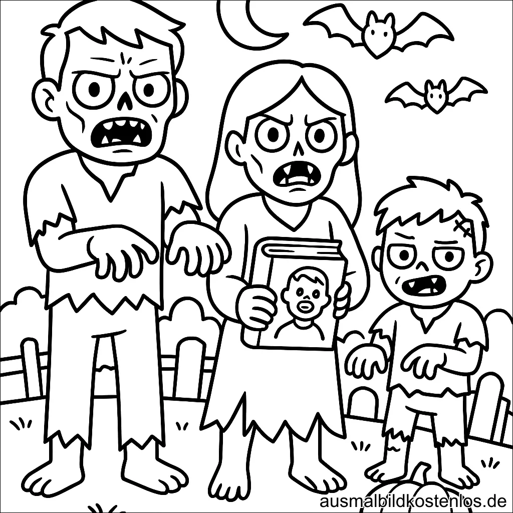 Zombie Familie Malvorlage