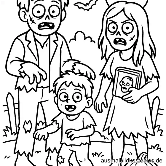 Zombie-Kind Ausmalbild – Spielplatz (DIN A4)