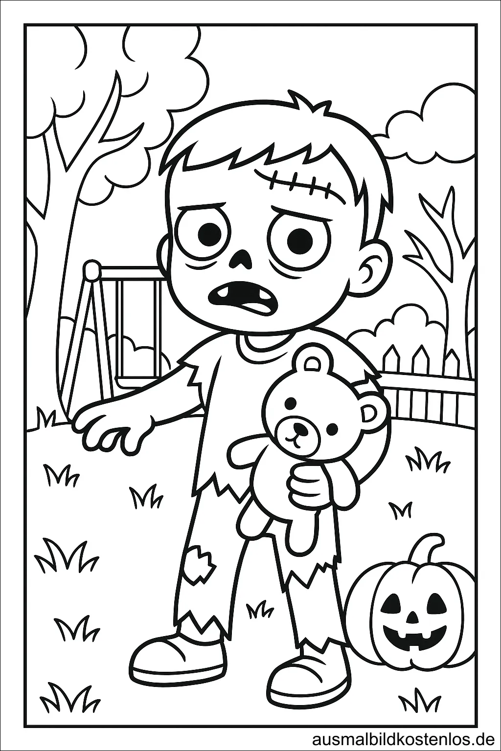 Zombie Kinder Ausmalbild kostenlos